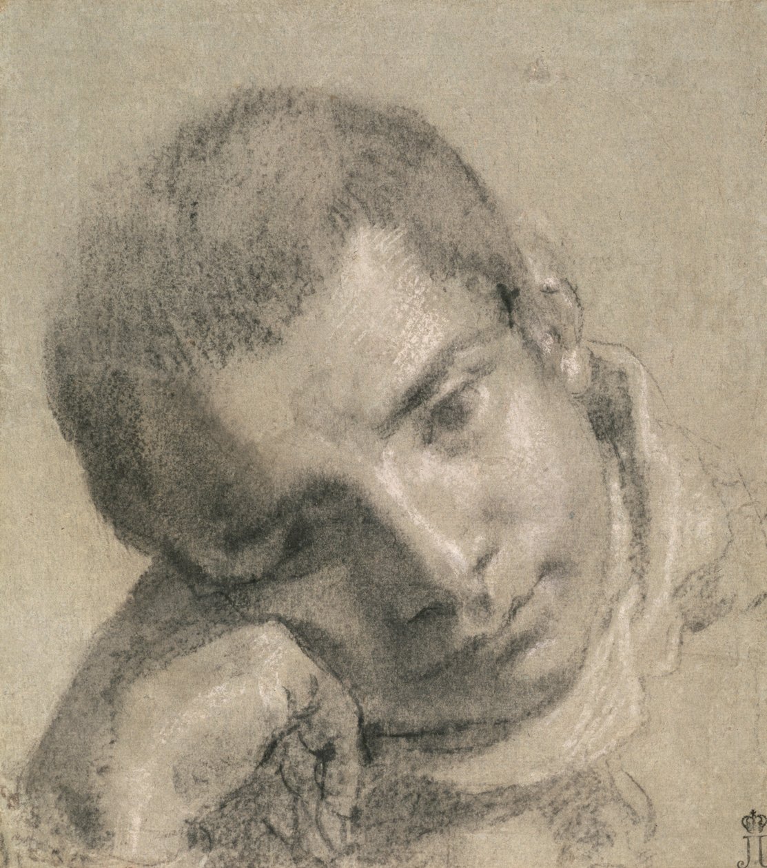 Bir Gençlik Başkanı (kömür ve beyaz tebeşir) by Annibale Carracci