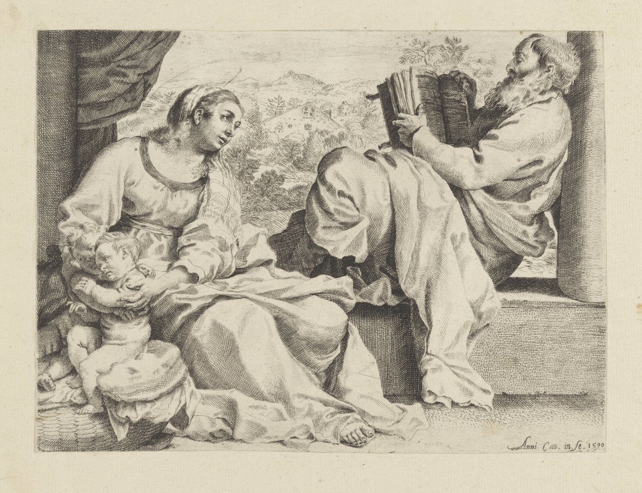 Genç Vaftizci Yahya ile Kutsal Aile by Annibale Carracci