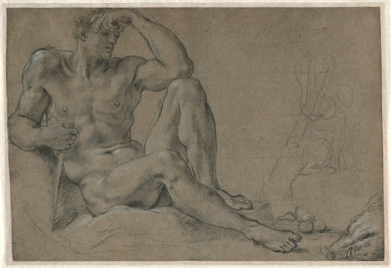 Herkül Dinlenme recto, 1595-1597. by Annibale Carracci