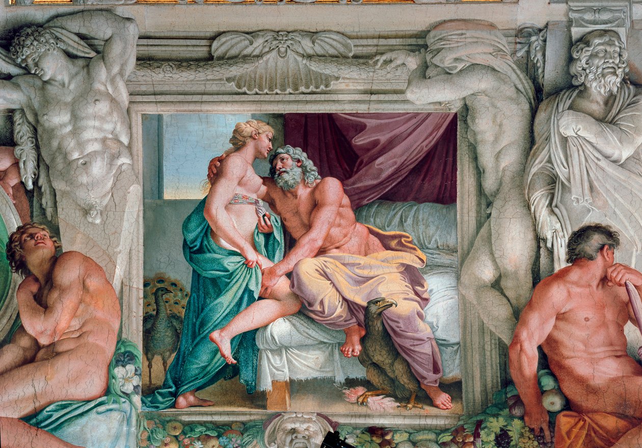 Annibale Carracci (Annibal Carrache) (1560-1609) tarafından Jüpiter ve Juno Fresco. 1597-1600 Roma, Palazzo Farnese by Annibale Carracci