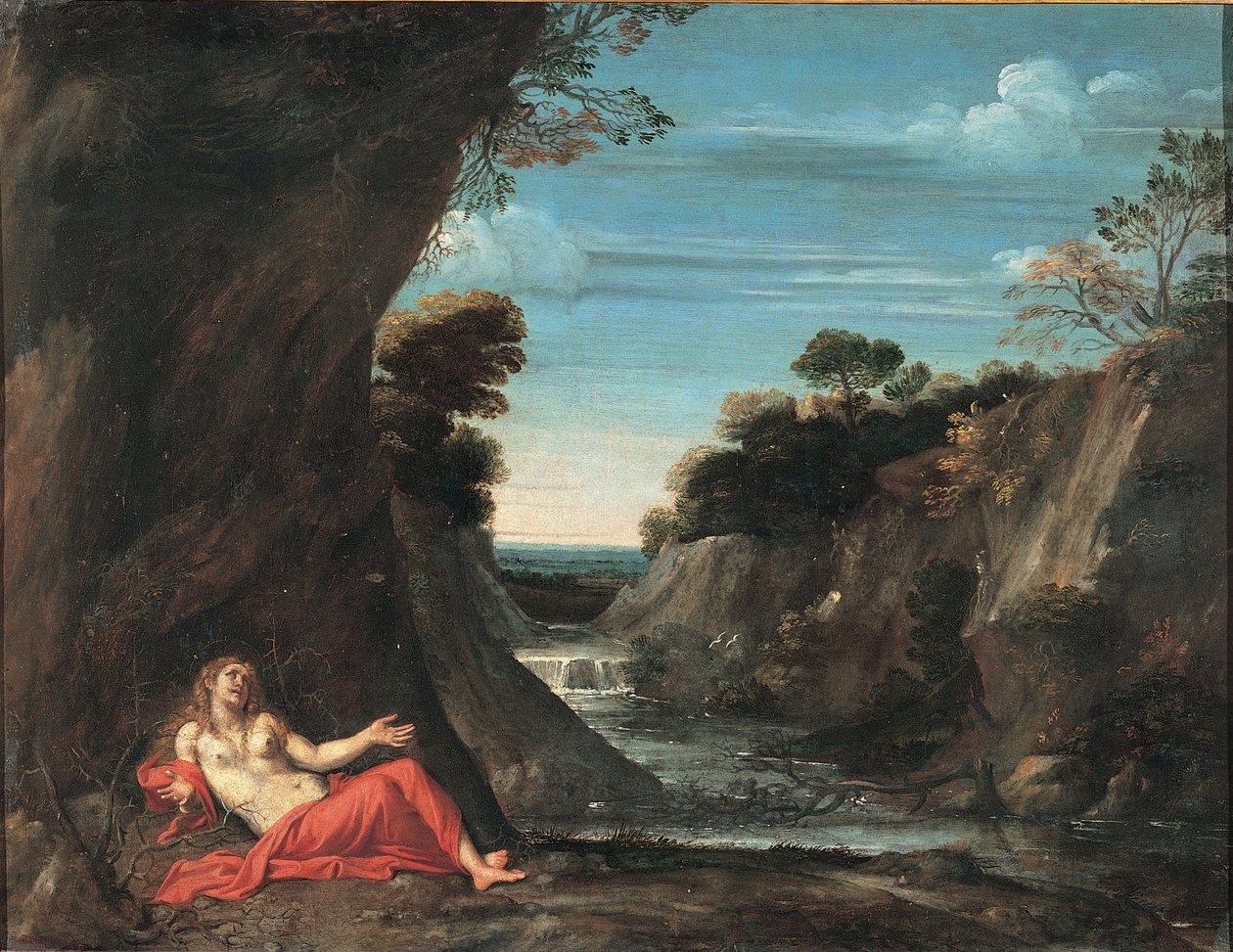 Tövbekar Magdalene ile manzara, 1601 ve 1641 yılları arasında by Annibale Carracci