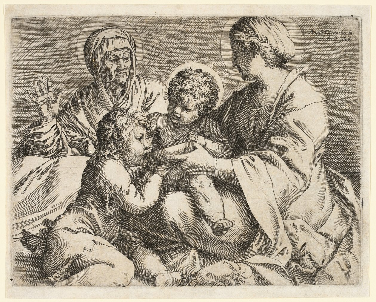 Aziz Elizabeth ve Vaftizci Yahya ile Madonna ve Çocuk by Annibale Carracci