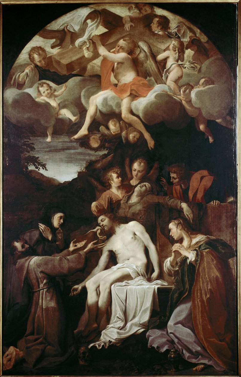 Aziz Claire, Aziz Francis, Aziz Mary Magdalene ve Aziz John ile Pieta (tuval üzerine yağlı boya by Annibale Carracci