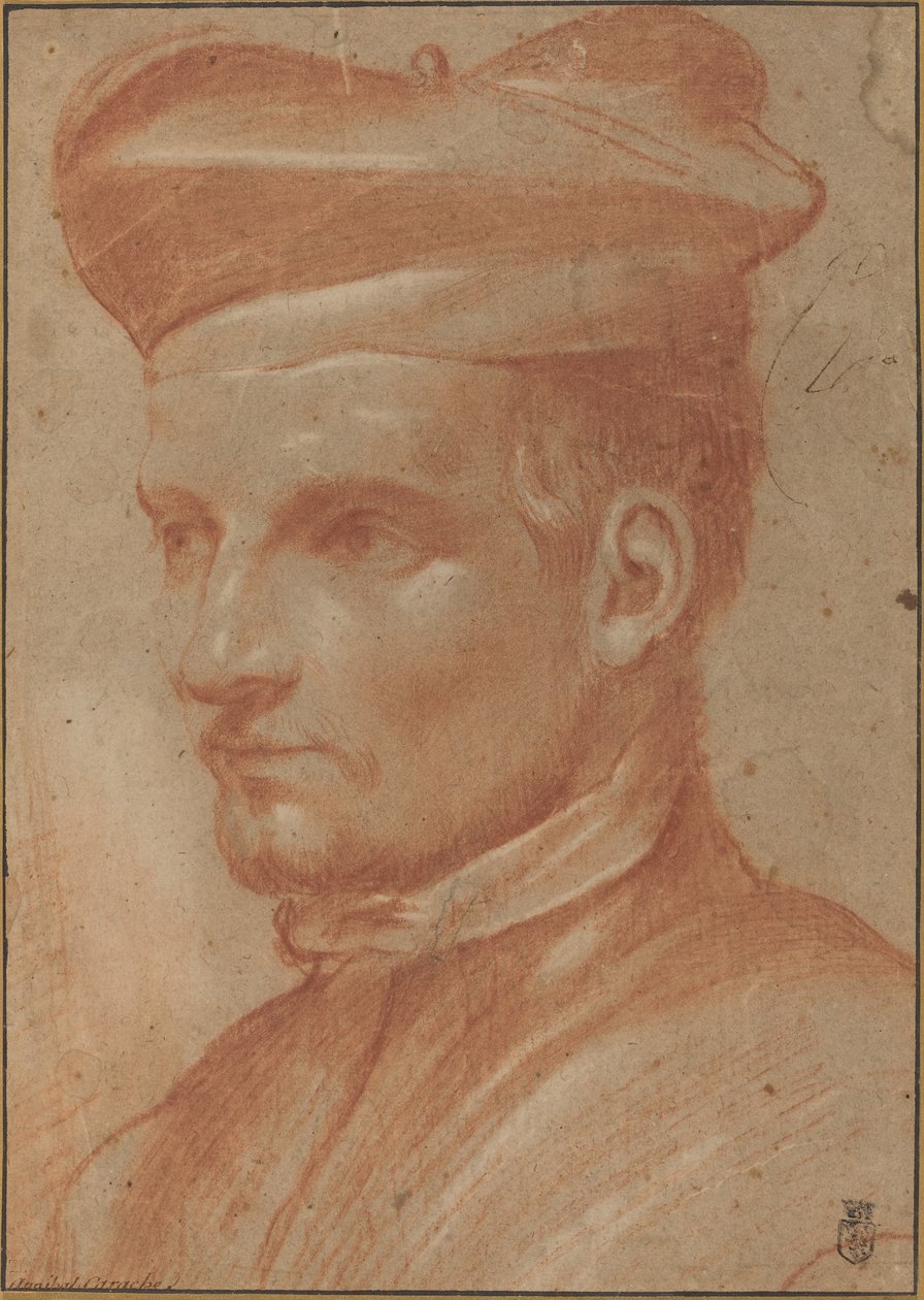 Biretta Giyen Bir Din Adamının Portresi by Annibale Carracci