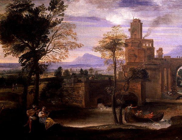 Köprülü Roma Manzarası (tuval üzerine yağlı boya) (186429 detayı) by Annibale Carracci