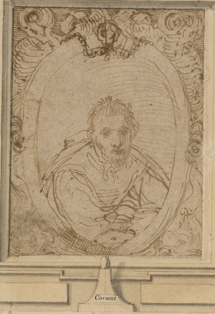 Otoportre, c.1580 (kağıt üzerine kalem ve kahverengi mürekkep) by Annibale Carracci