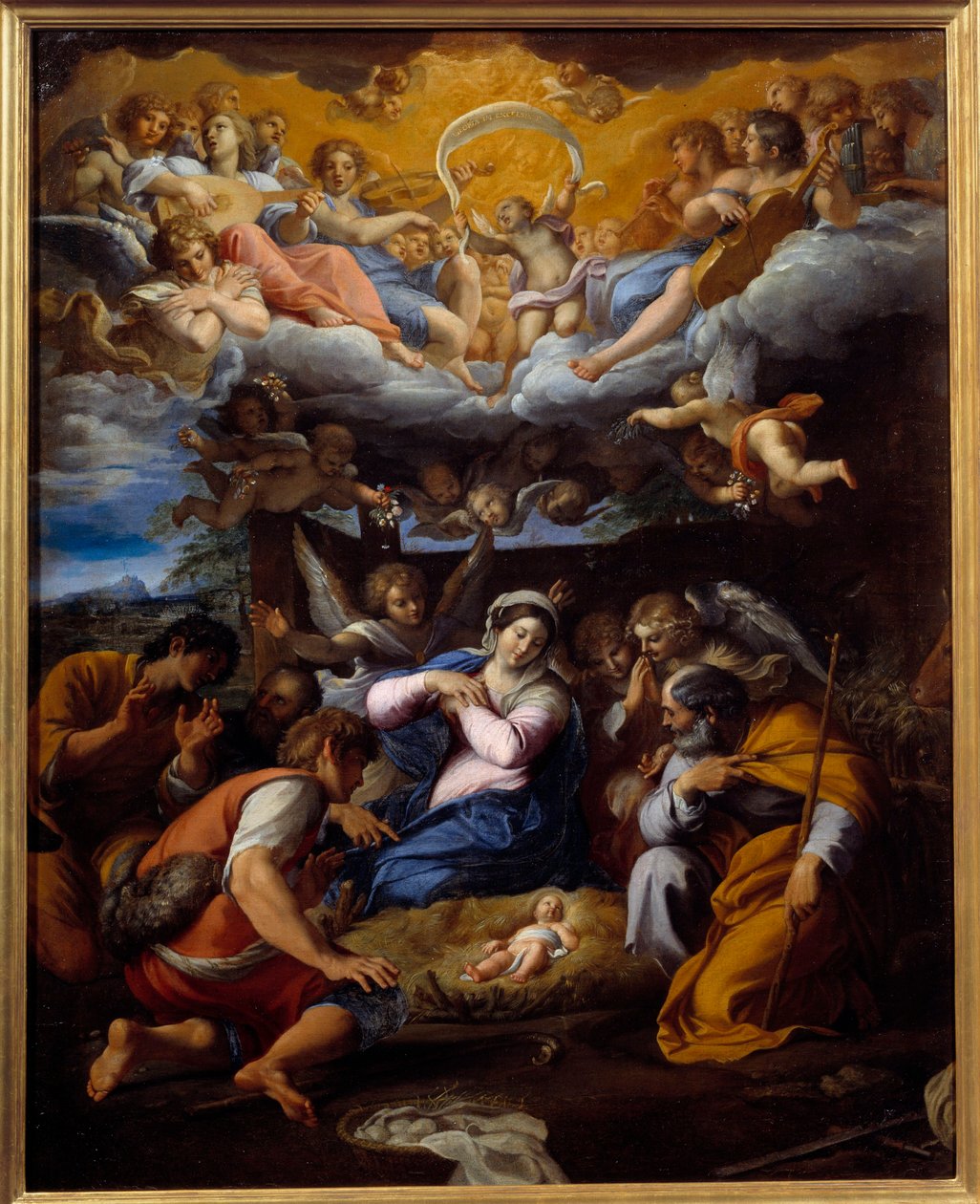 Annibale Carracci veya Annibal Carrache Tarafından Çobanların Hayranlığı Tablosu (1560-1609) by Annibale Carracci