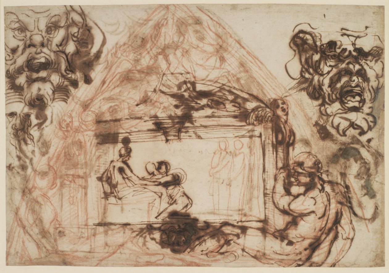 Tonozlu bir pelerin bezeme taslağı. Galleria Farnese