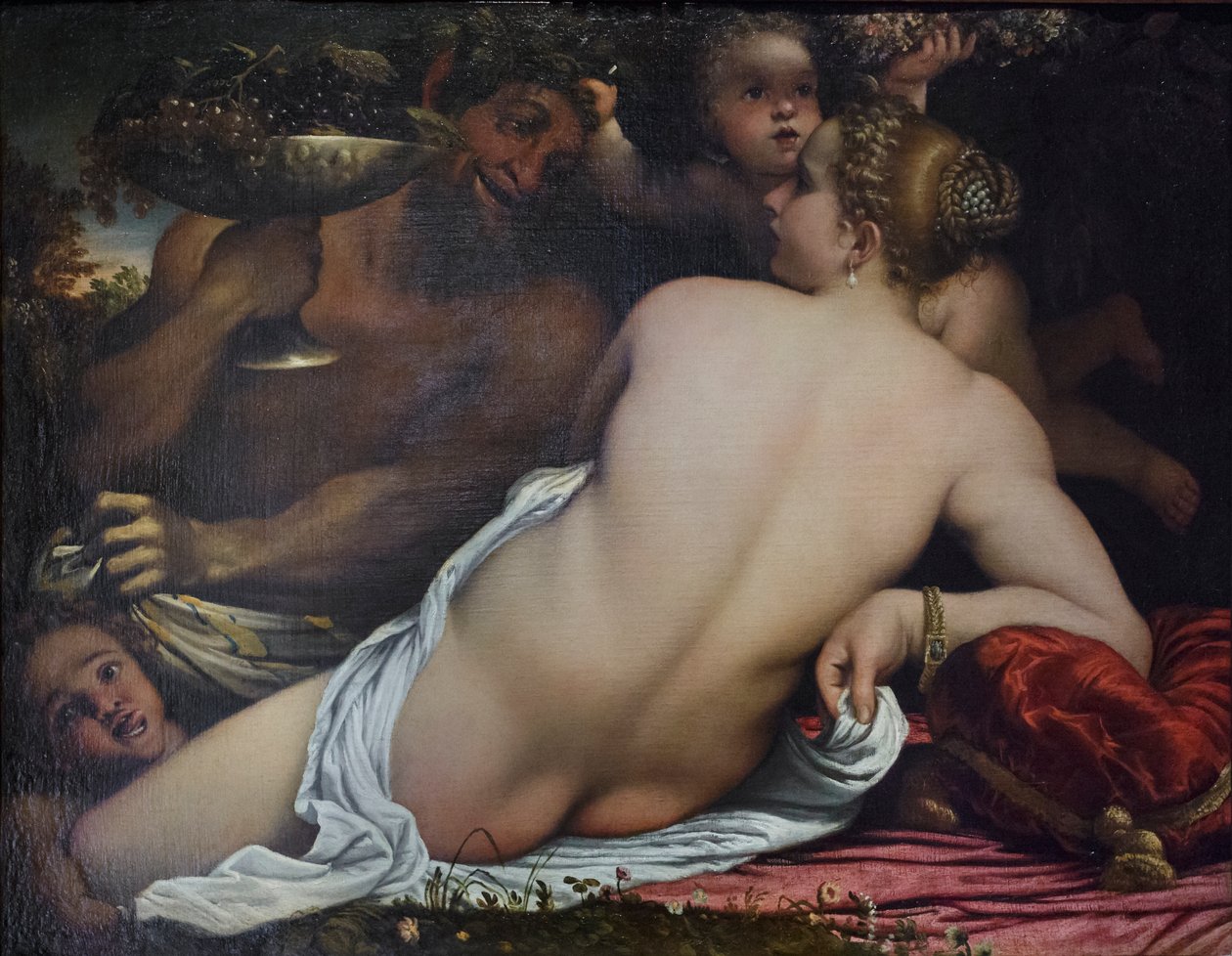 Venüs, iki satir ve Aşk Tanrısı by Annibale Carracci