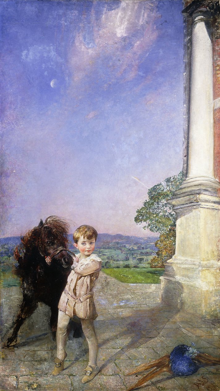 Shetland Midillisi Olan Küçük Bir Çocuk by Annie Louisa Swynnerton