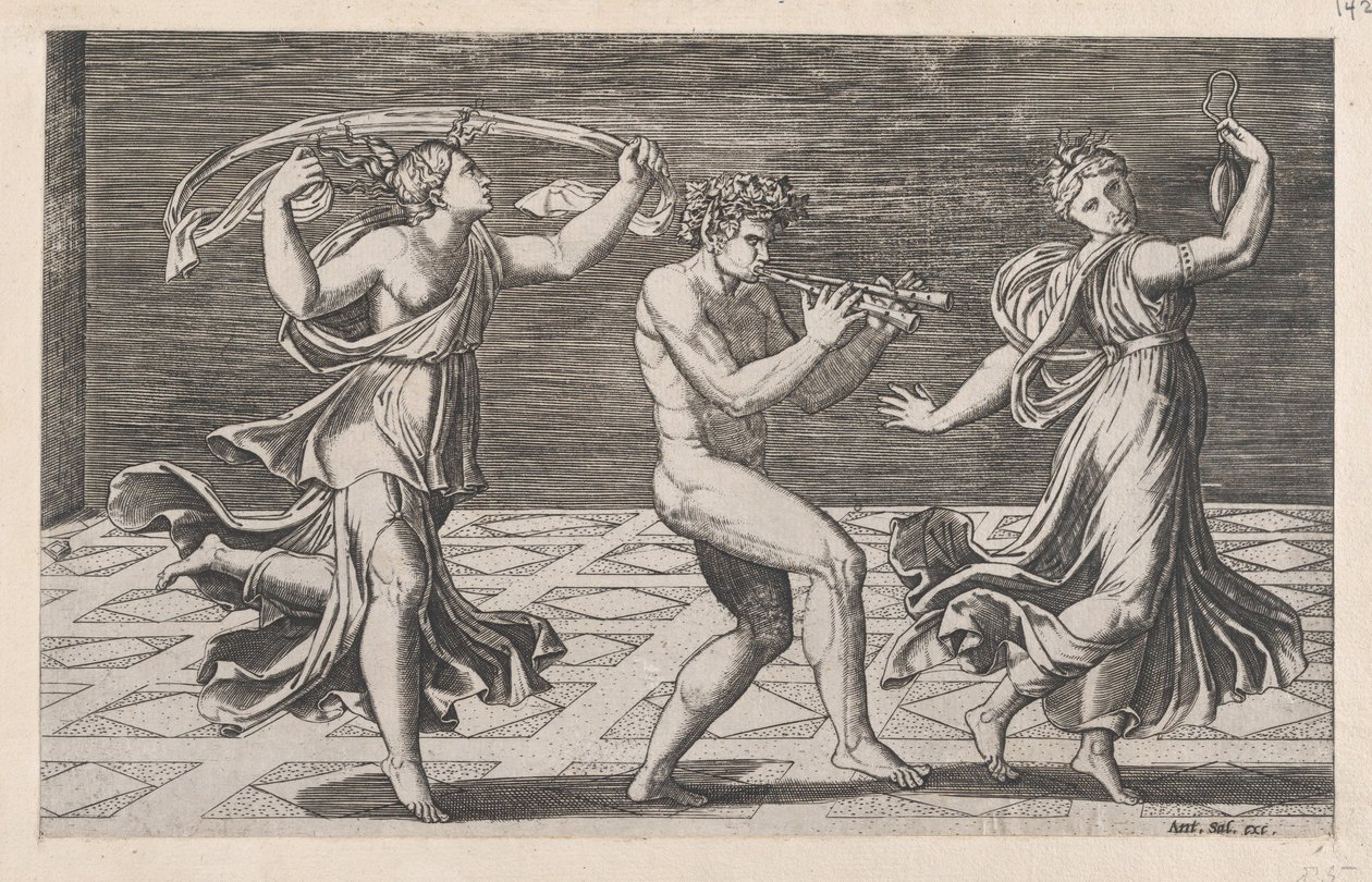Speculum Romanae Magnificentiae: Faunların ve Bacchants'ın Dansı, 16. yüzyılın başları..., 16. yüzyılın başları by Anon