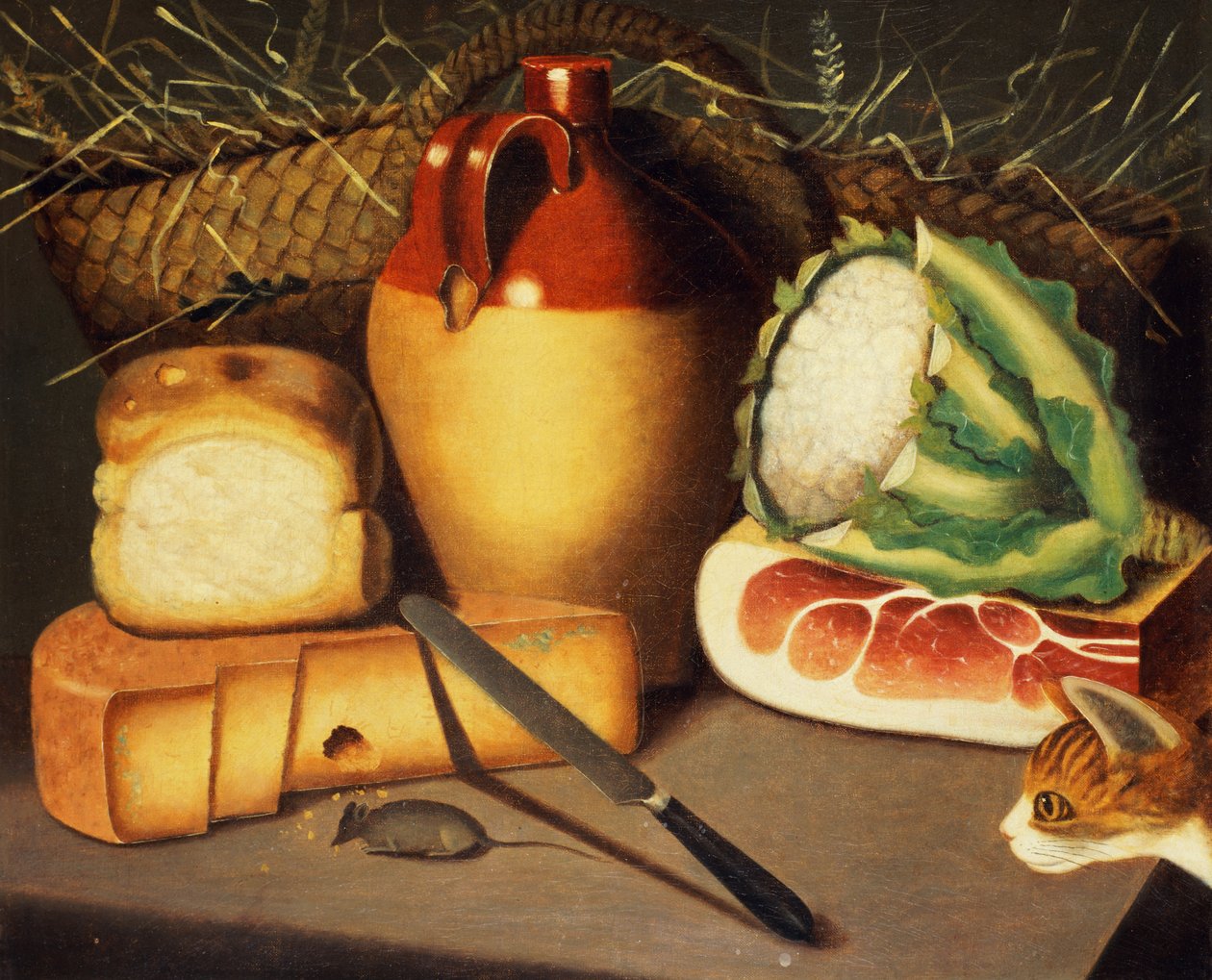 Kedi, Fare, Pastırma ve Peynir, c.1820 by Unbekannt Unbekannt