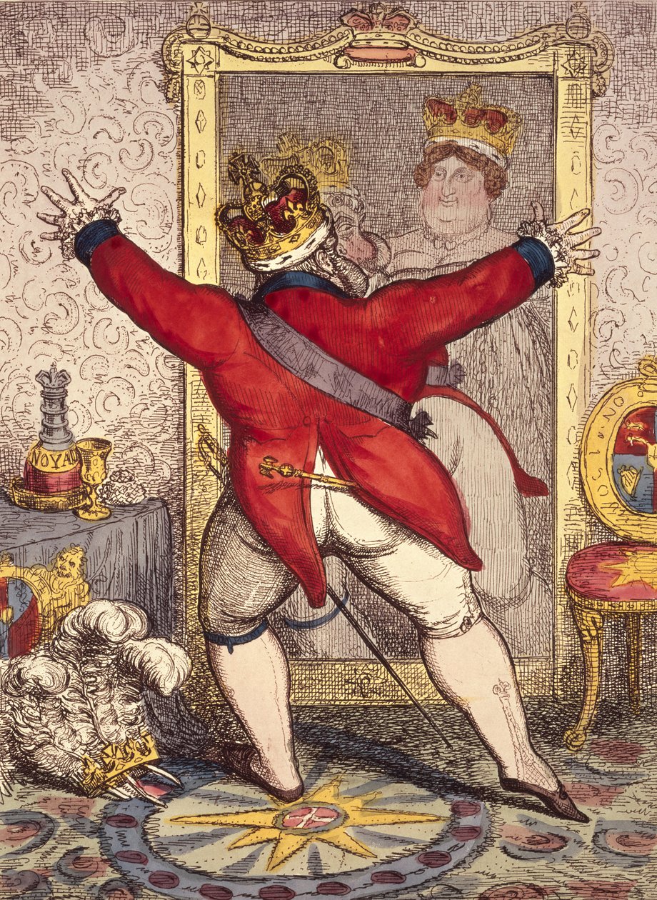 Reflection: To be, or not to be, cartoon of King George IV of England (1762-1830), 1820 (print) by Unbekannt Unbekannt