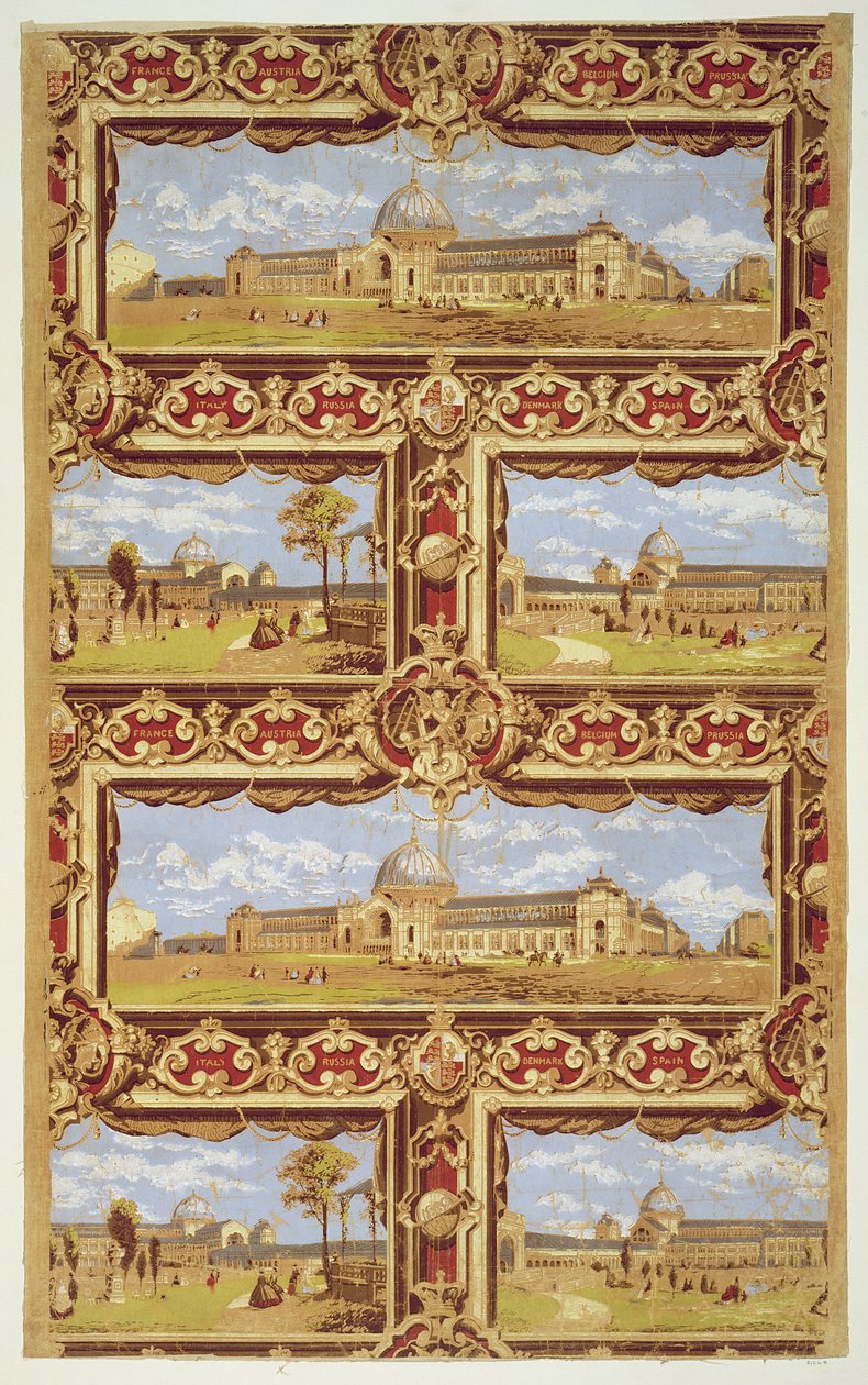 Uluslararası Sergiden Görünümler, 1862, Duvar Kağıdı Tasarımı (tahta bloklardan renkli baskı) by Unbekannt Unbekannt