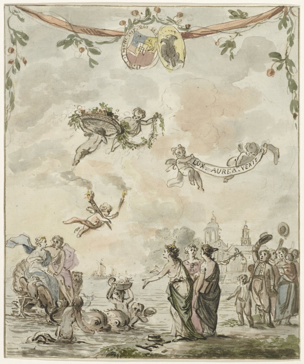 Prens ve Prensesin Amsterdam Ziyareti Alegorisi, 1768 by Anonymous