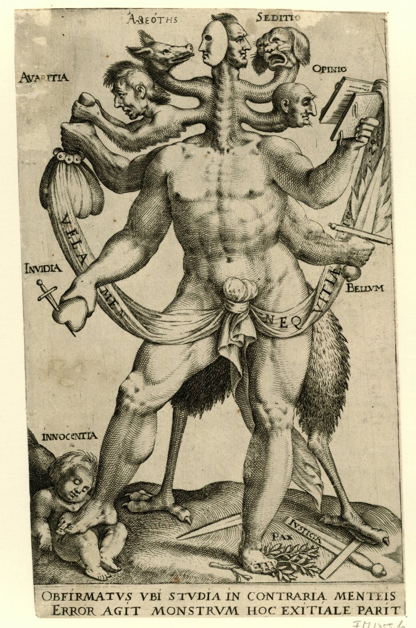 Alegorik beş başlı canavar by Anonymous