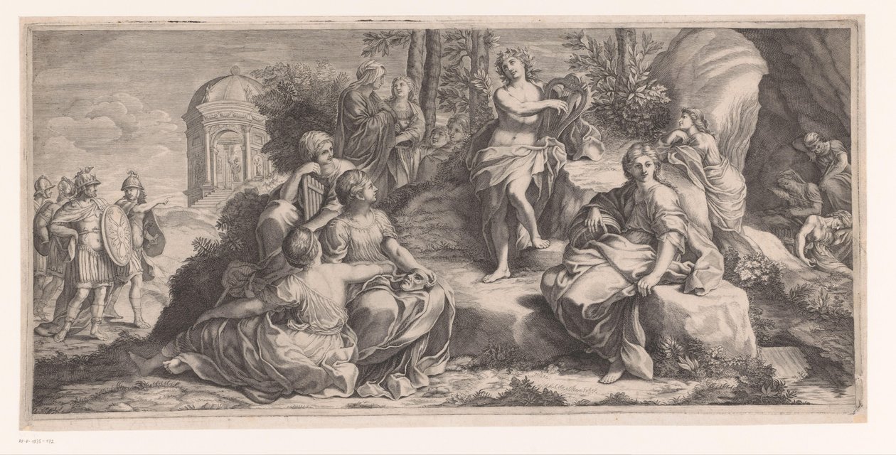 Apollo ve İlham Perileri Yaklaşan Askerlerle by Anonymous