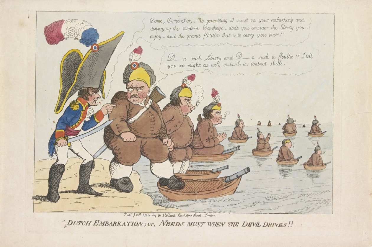 Bataafse vloot, 1804 Hollandalı biniş; ya da Şeytan Sürerken İhtiyaçlar gerekir!! (nesne üzerindeki başlık) by Anonymous