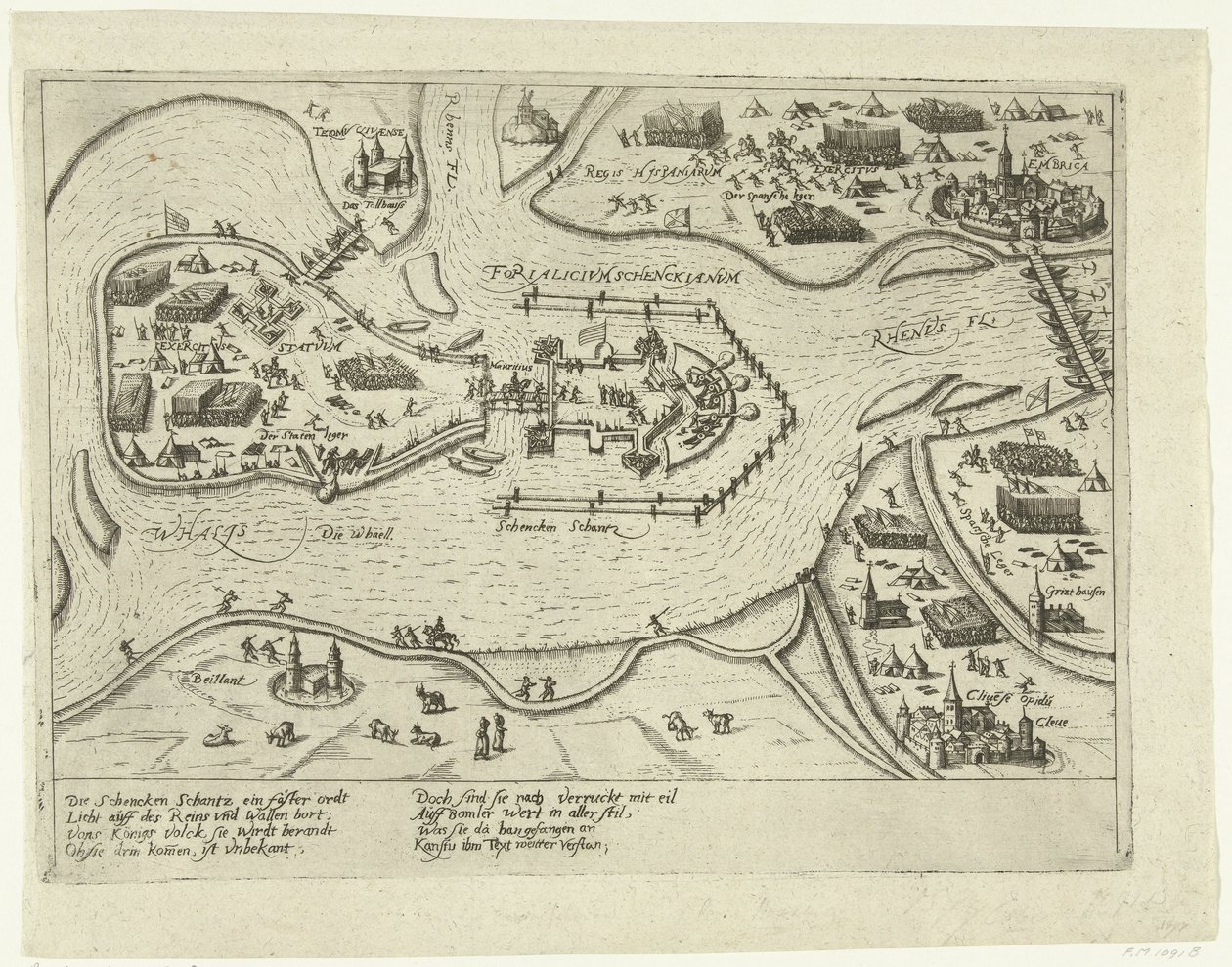 İspanyollar tarafından Schenkenschans Kuşatması, 1599 Forialicium Schenckianum (nesne üzerindeki başlık) by Anonymous