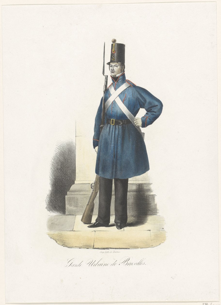 Belçikalı şehir muhafızı, 1830 Garde Urbaine de Bruxelles (nesne üzerindeki başlık) by Anonymous