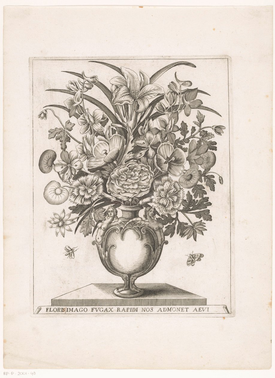 Vaas içinde Bloemen halffiguren bir araya geldi FLORİ(LER) RESMİ BİZE HIZLI UÇUŞU HATIRLATIYOR (nesne üzerindeki başlık) by Anonymous