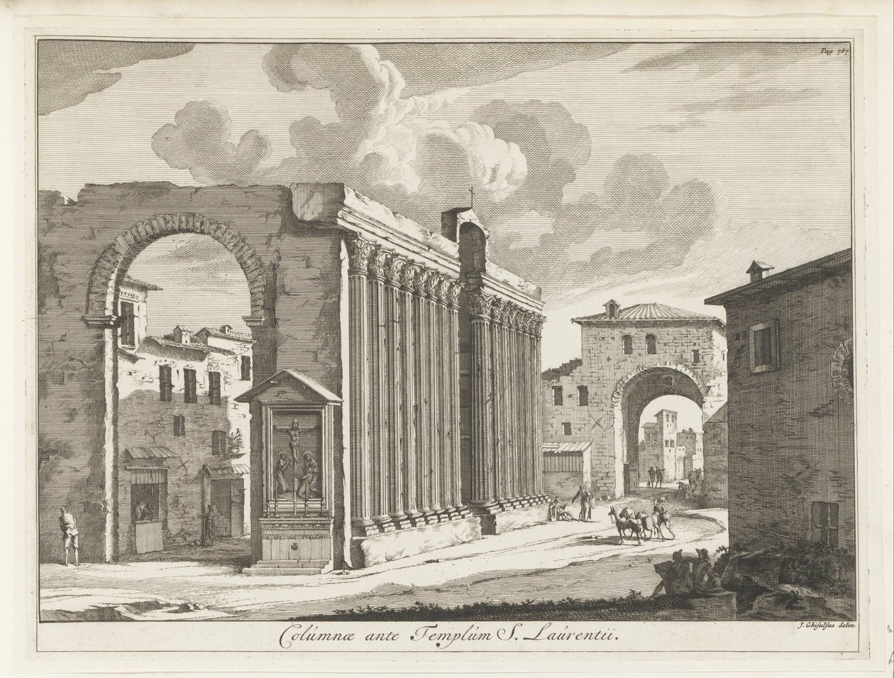 San Lorenzo ve Roma Colonnade S. Laurentii Tapınağı Sütunları (nesne üzerindeki başlık) İtalyan resimlerinin dergileri (seri başlığı) by Anonymous