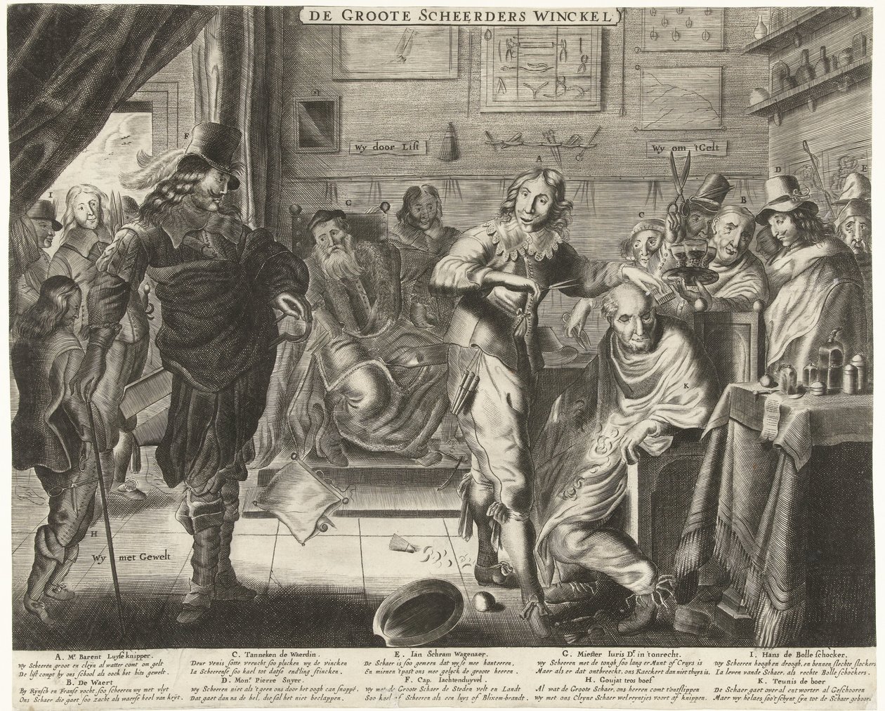 Büyük Berber Dükkanındaki Köylü, 1650 dolayları De Groote Scheerders Winckel (nesne üzerindeki başlık) by Anonymous