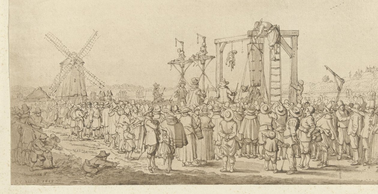 Ledenberg'in darağacına asılan tabutu, 1619 by Anonymous
