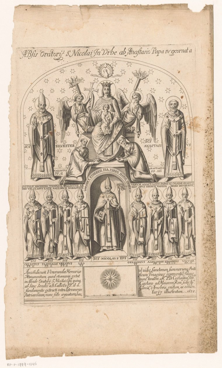 Papalar tarafından çevrili Aziz Nikolaos (nesne üzerindeki başlık) by Anonymous