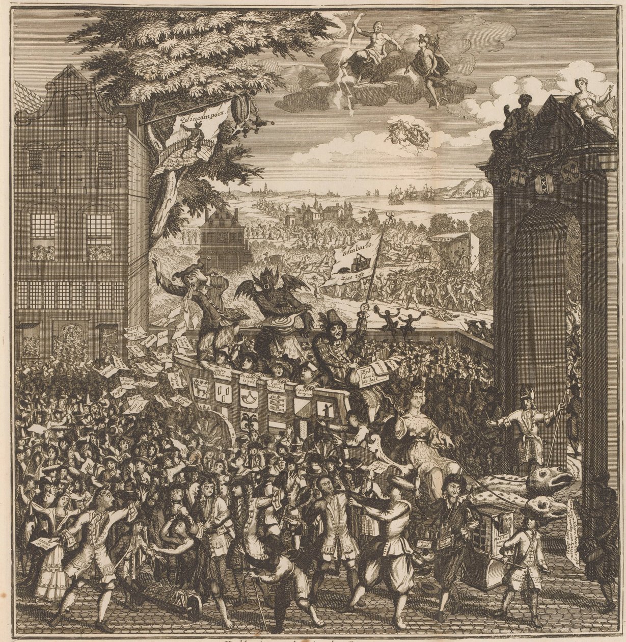 Aksiyon tüccarlarının adil duraklaması, 1720 Eylem oğlanlarının Kermis-durağı, Schaft neşesi ve üzüntüsü, onder 