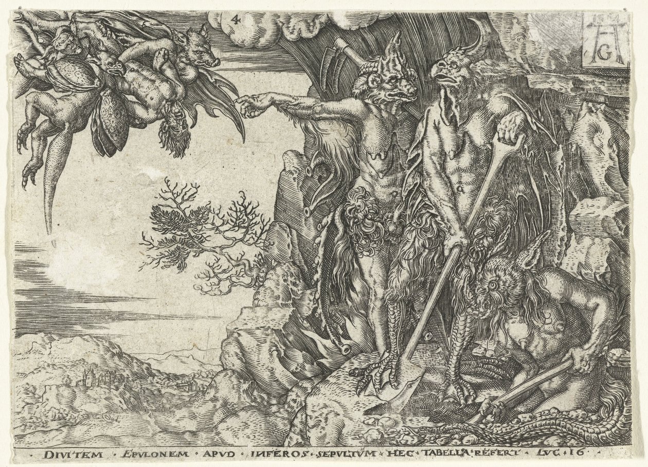Zengin adam şeytanlar tarafından cehenneme götürüldü Lazarus ve Zengin Adam benzetmesi (dizi başlığı) by Anonymous