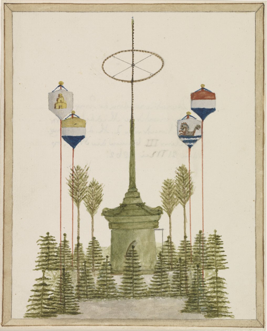 Middelburg'daki Grote Markt'taki Pomp'un etrafındaki dekorasyon, HM Kral Willem III'ün 21 Mayıs 1862'de o şehre varması üzerine (nesne üzerindeki başlık) by Anonymous