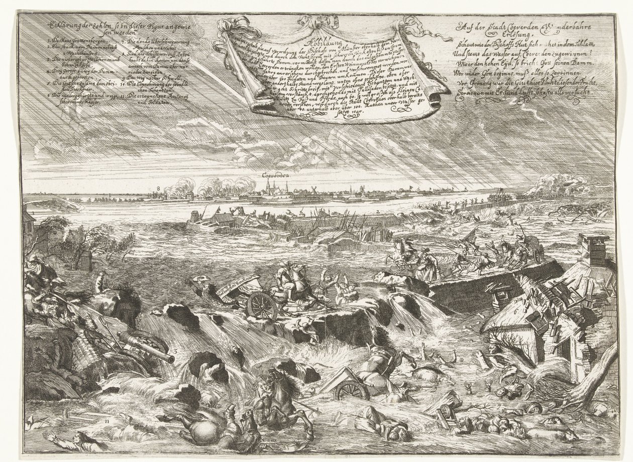 Coevorden yakınlarındaki Dijkdoorbraak, 1673 Münster Piskoposu kararnamesi ile (...) (nesne üzerindeki başlık) nasıl ve ne şekilde şekillendiğini belirleyin. by Anonymous