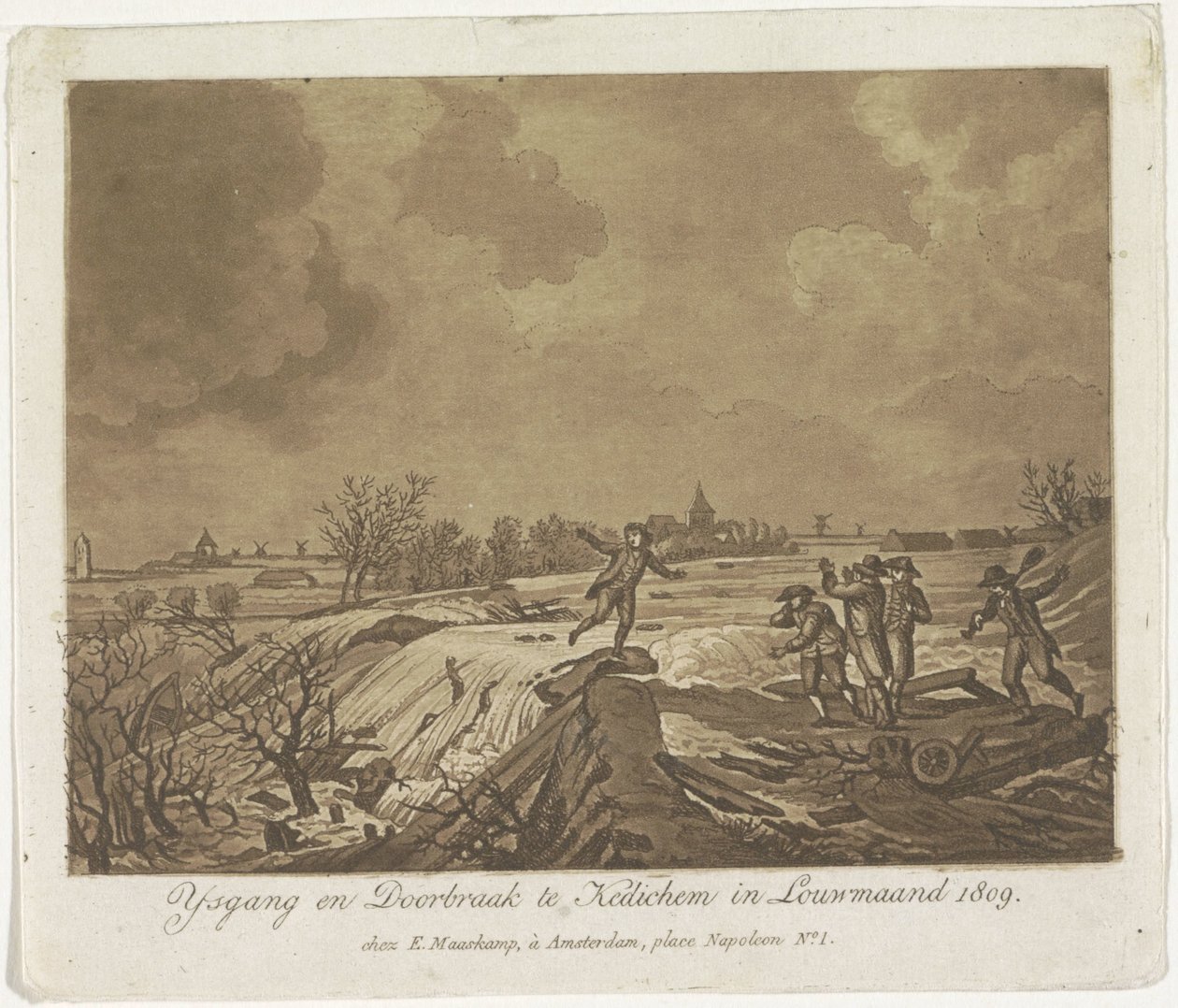 Kedichem'de Dikebreak, 1809 Ysgang ve Louwmaand 1809'da Kedichem'de Atılım (nesne üzerinde başlık) by Anonymous