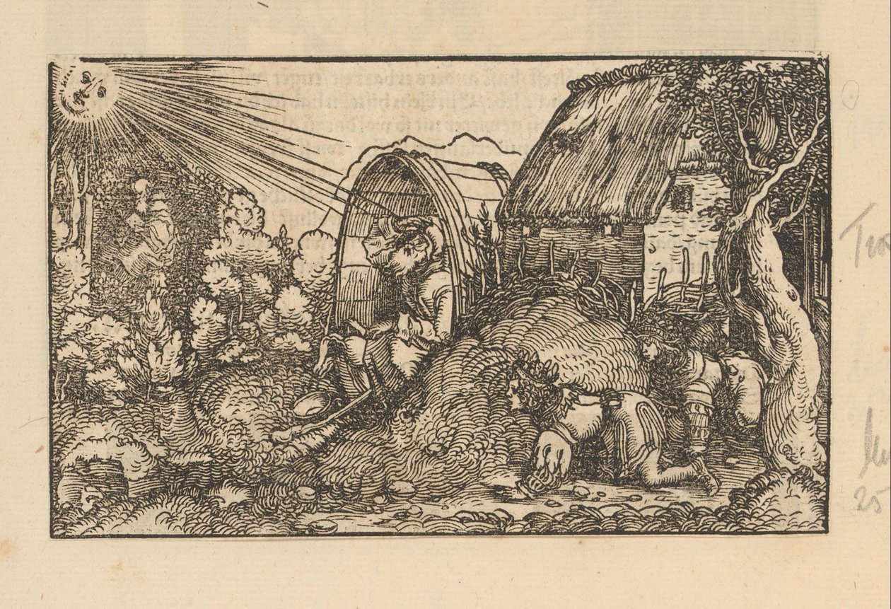 Namlusunda Diogenes ve taçlı iki genç adam by Anonymous
