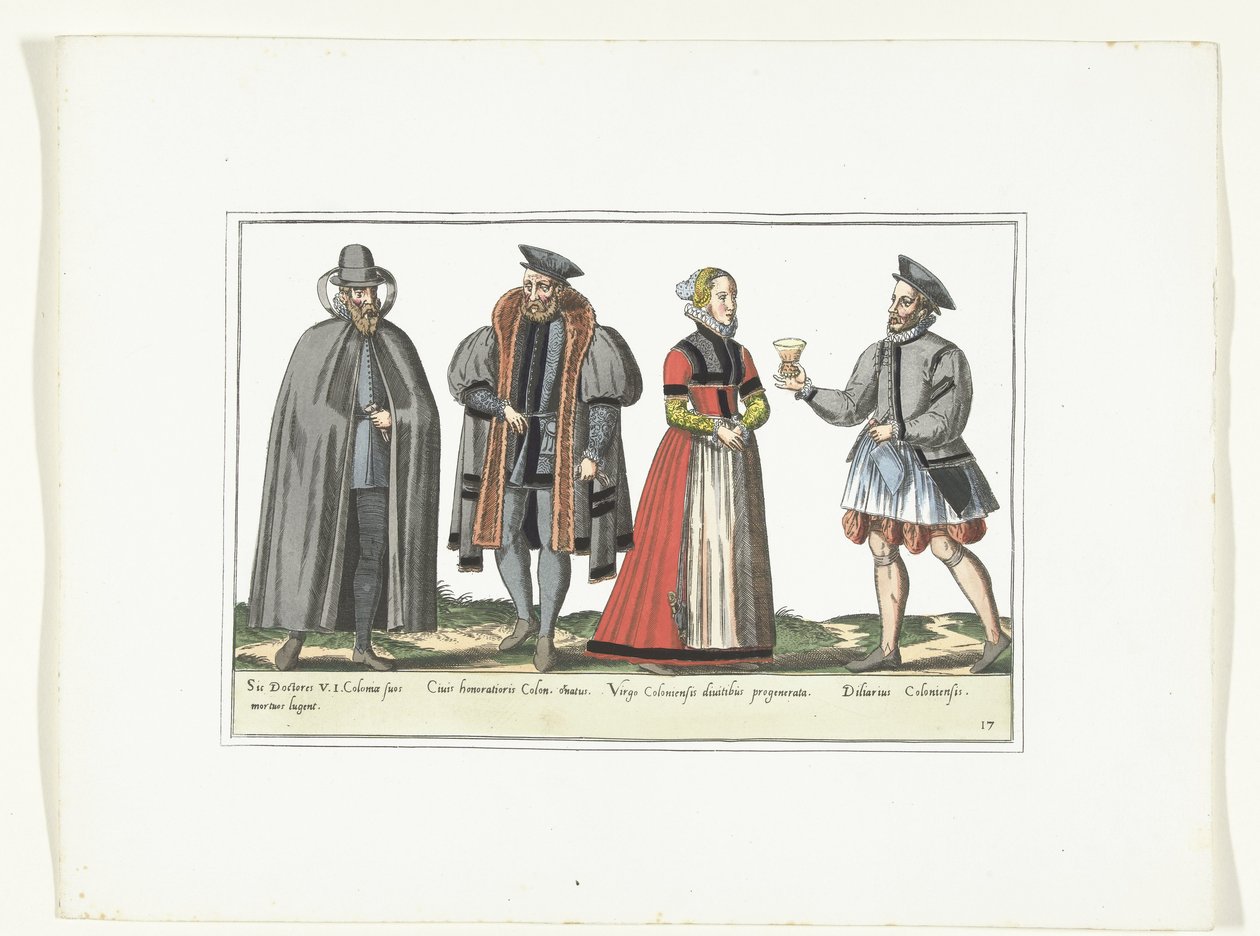 Alman Modasında Giyinmiş Üç Erkek ve Bir Kadın, 1580 dolayları Kostümler Allemands (nesne üzerindeki başlık) by Anonymous
