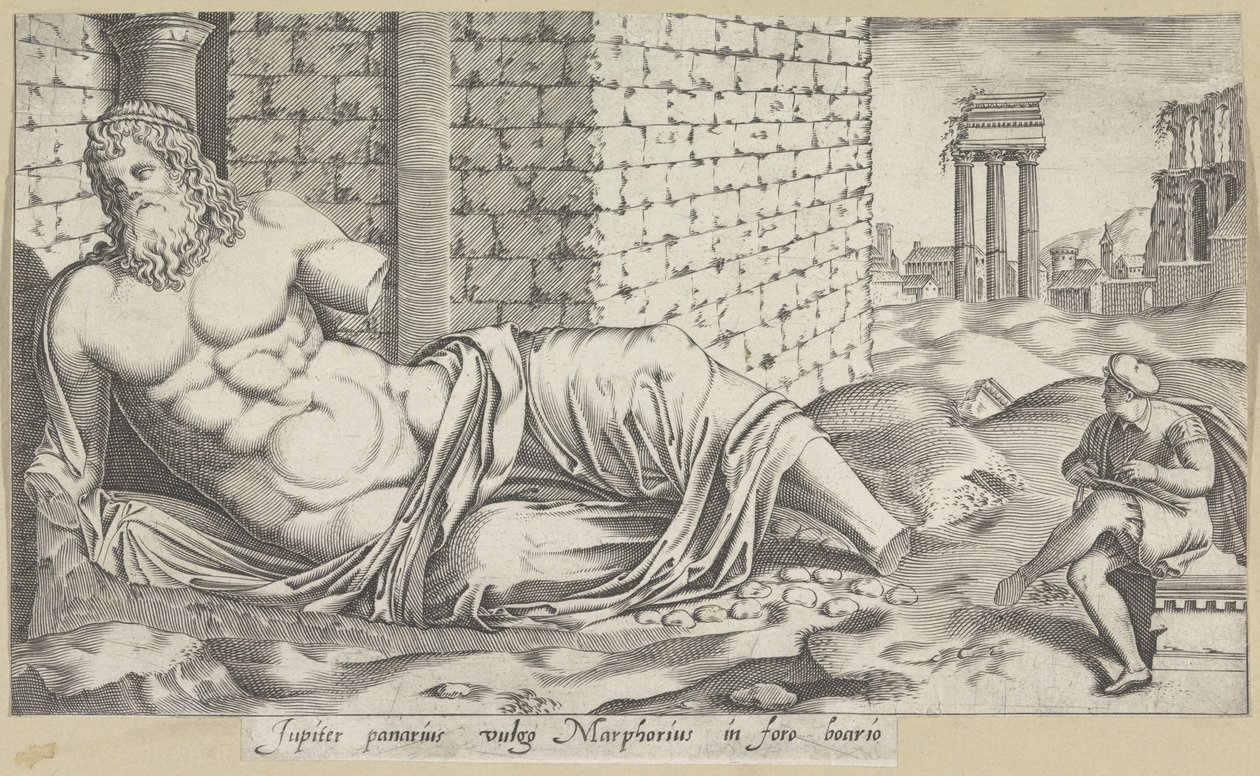 Tiber heykelinde bir teknik ressam (Marforio) by Anonymous