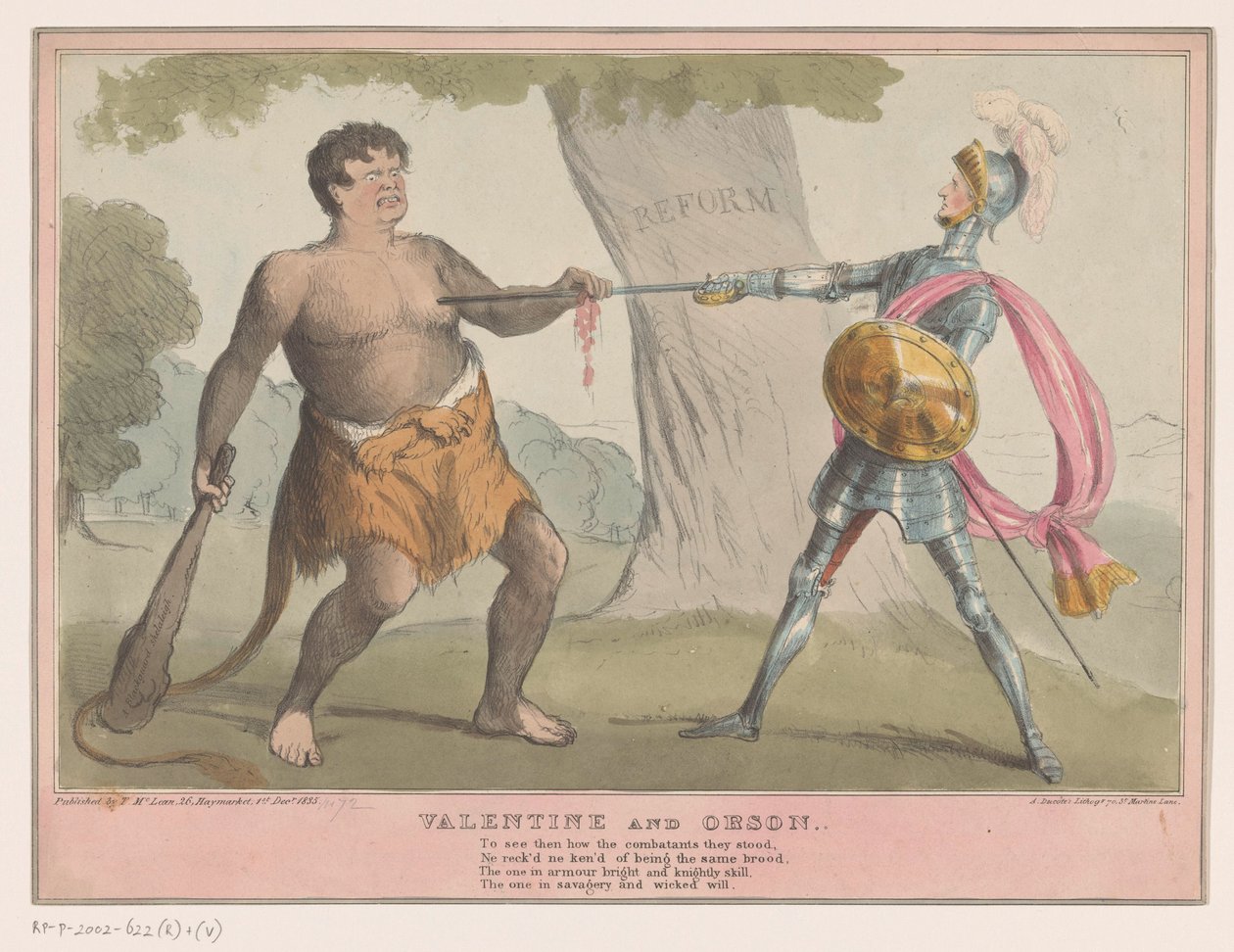 İngiliz siyasi karikatürü, 1835 Valentine ve Orson (nesne üzerindeki başlık) by Anonymous