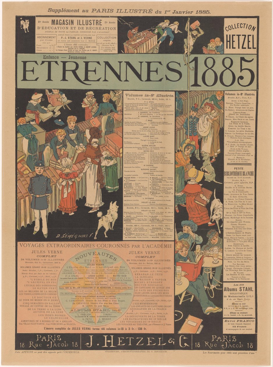 J. Hetzel & Cie'nin Paris Etrennes 1885'teki fon listesi (nesne üzerindeki başlık) by Anonymous