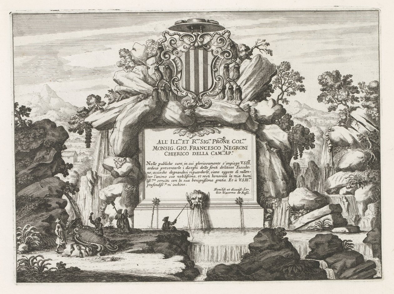 Giovanni Francesco Negroni tarafından özveri ve arması ile Çeşme Fontane delle ville di Frascati (dizi adı) Frascati Çeşmeleri (dizi adı) by Anonymous