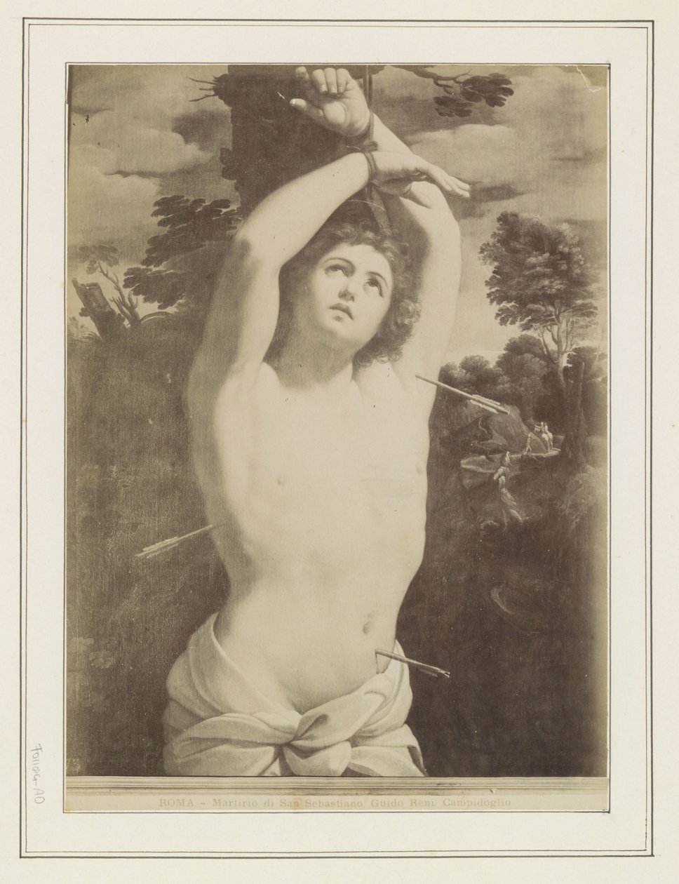 Guido Reni'nin Saint Sebastian ROMA - Martirio di San Sebastiano, Guido Reni'nin şehadetini betimleyen bir resminin fotoğraf reprodüksiyonu. Campidoglio (nesne üzerindeki başlık) by Anonymous