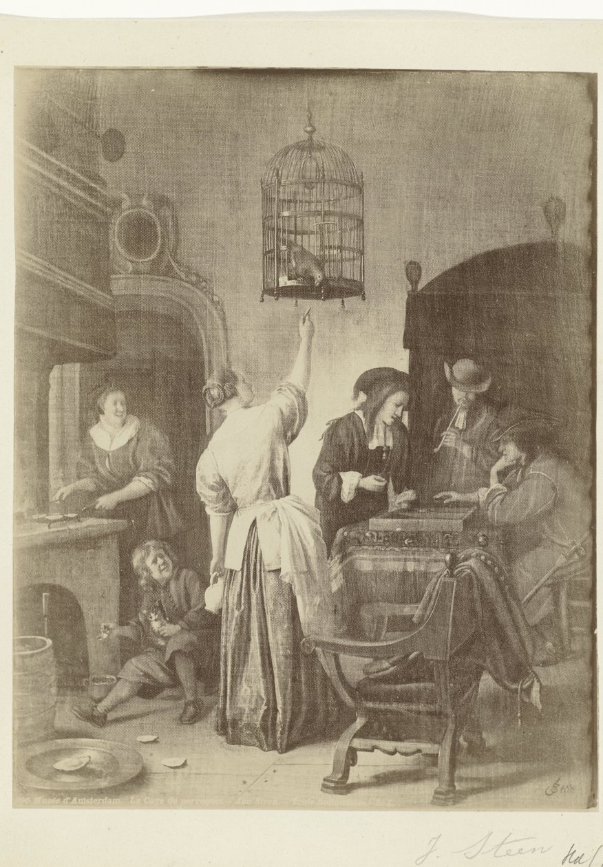 Resmin fotoğraf reprodüksiyonu Jan Steen tarafından papağan kafesi Müze d
