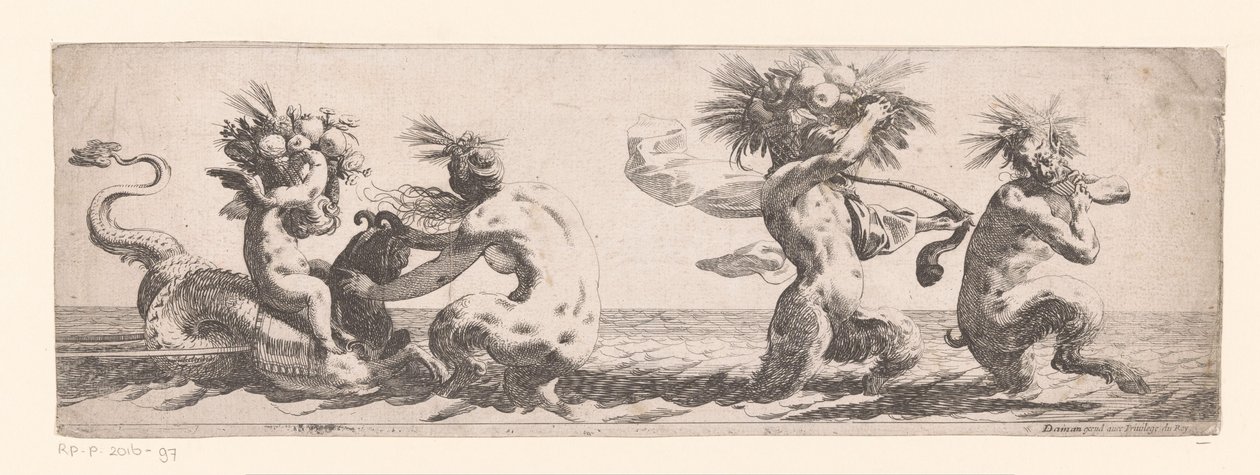 Deniz hayvanı üzerinde satir ve putto ile Frizce by Anonymous
