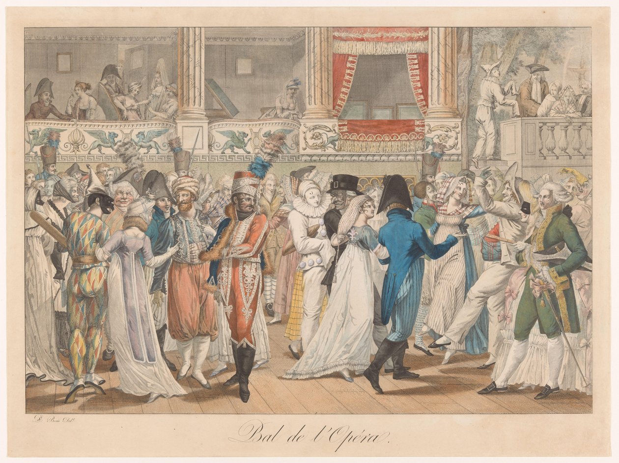 Gekostumeerd top Opera Balosu. (nesne üzerindeki başlık) Paris kostümlerinin beş tablosu (seri başlığı) by Anonymous