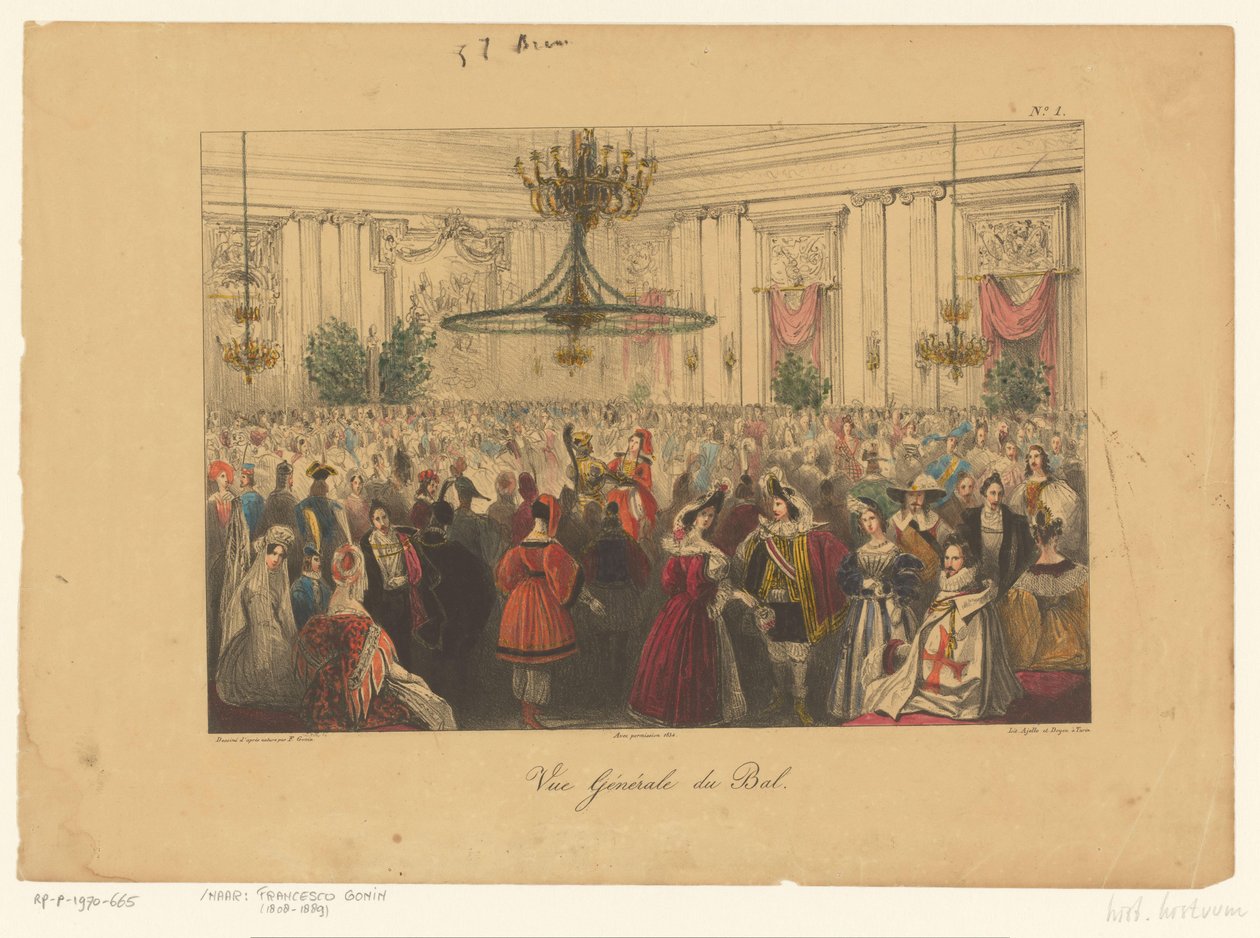 Kostümlü Balo, 1834 Topun Genel Görünümü (nesne üzerindeki başlık) by Anonymous