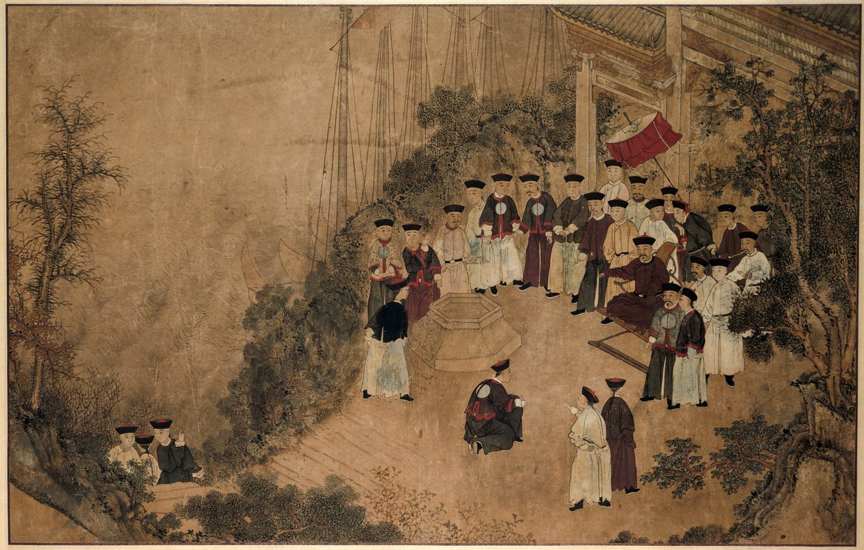 General Shi Lang, deniz kenarında bir kuyuda ileri gelenlerden oluşan bir şirketle Mazu Harikaları (dizi başlığı) by Anonymous