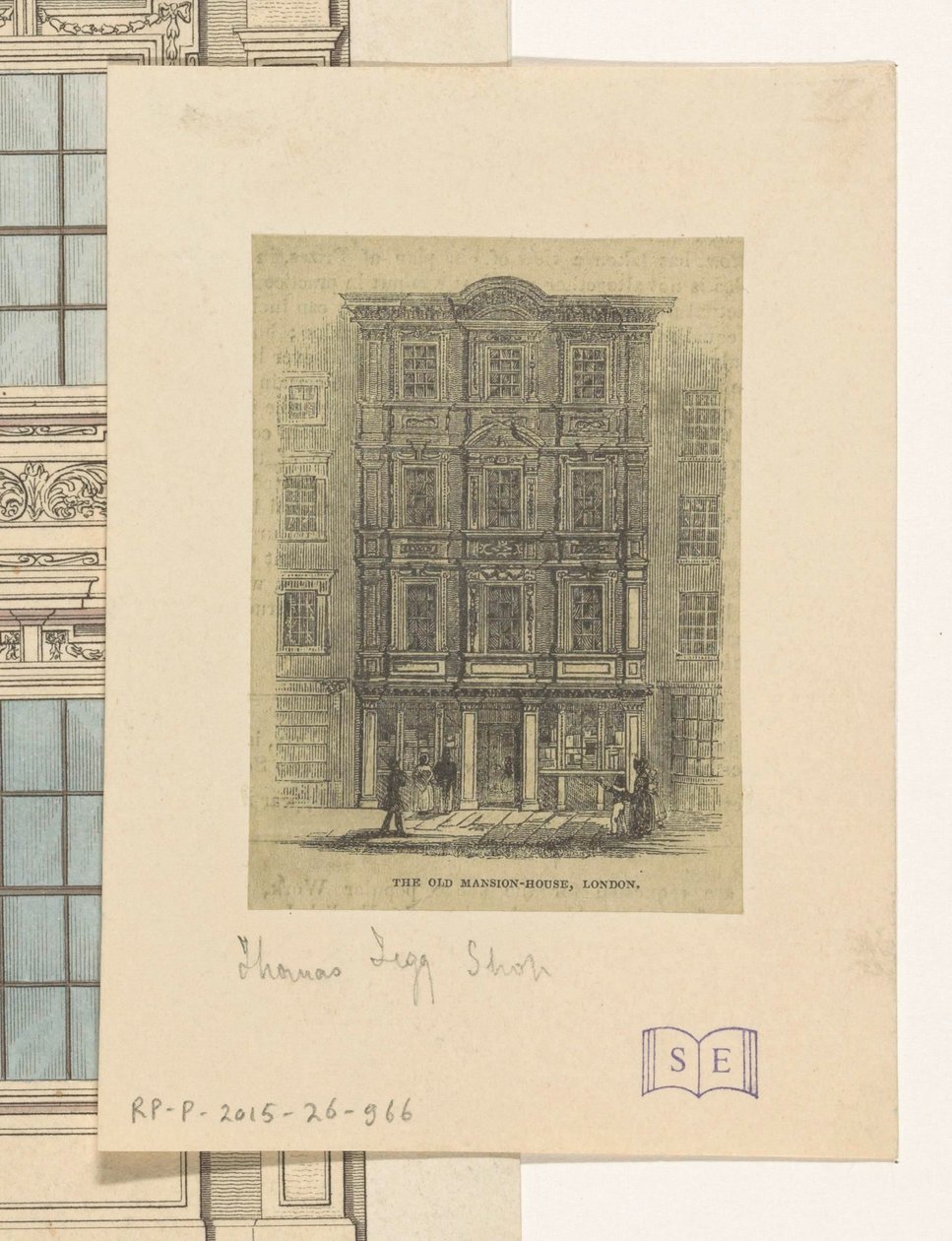 Thomas Tegg'in Londra'daki dükkanının cephesi The Old Mansion-House, Londra (nesne üzerindeki başlık) by Anonymous