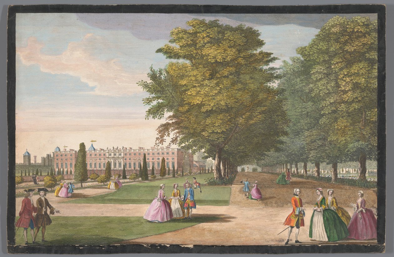 Güney tarafından görülen Londra'daki Hampton Court Sarayı'nın görünümü by Anonymous