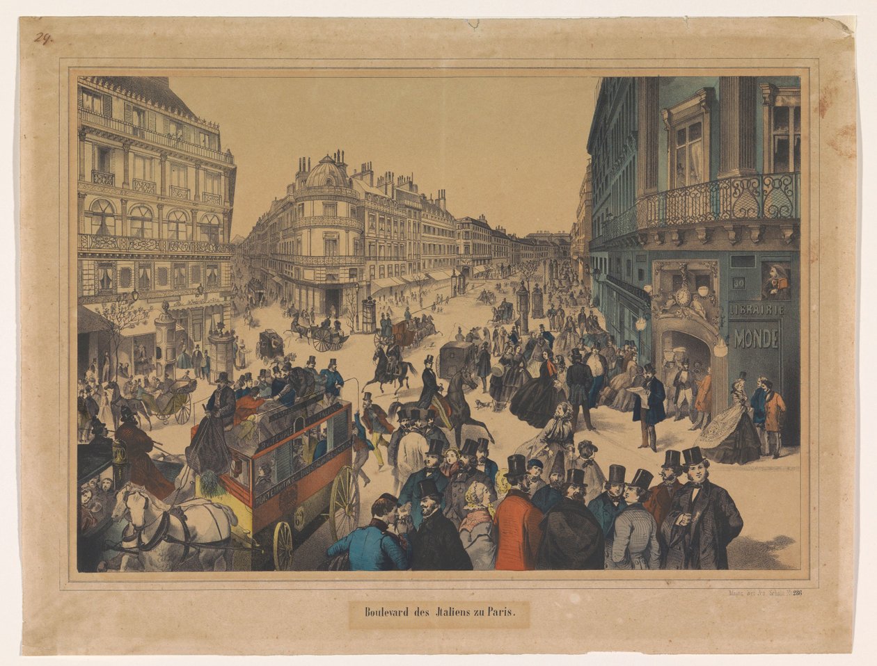 Paris Boulevard des Italiens'in görünümü Boulevard des Italiens zu Paris (nesne üzerindeki başlık) by Anonymous
