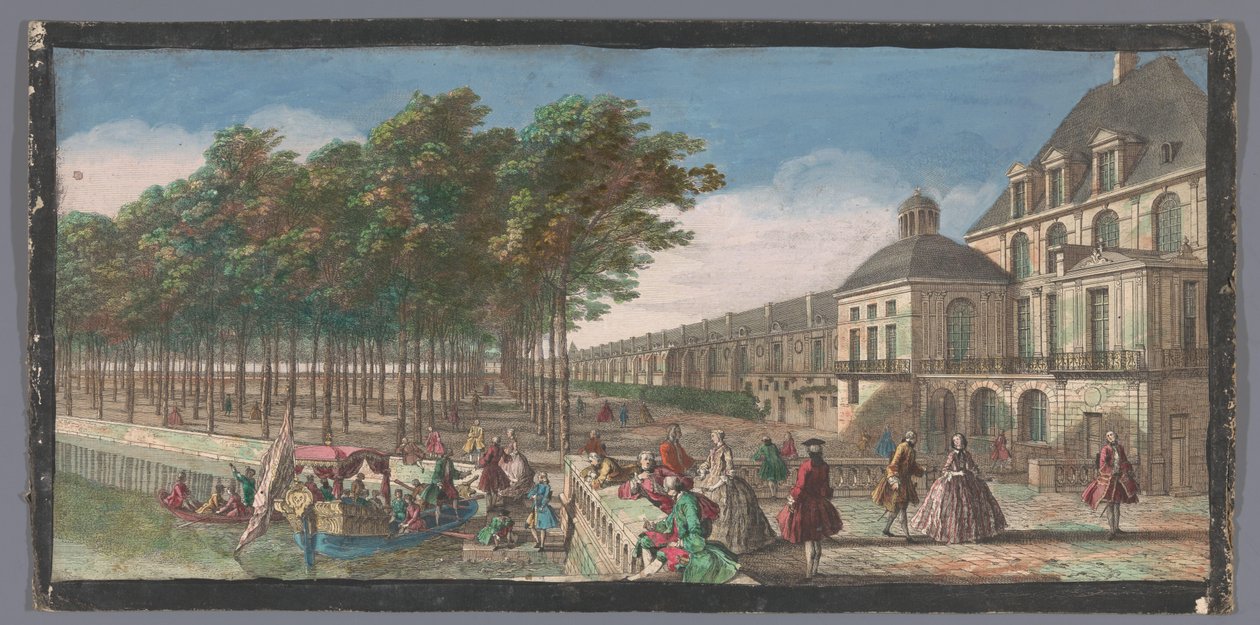 Gezicht op de Cour de la Fontaine van het Fontainebleau Sarayı Paris